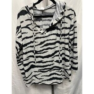 Sew In Love Zebra Print Hoodie Long Sleeve Casual Pullover Women's M